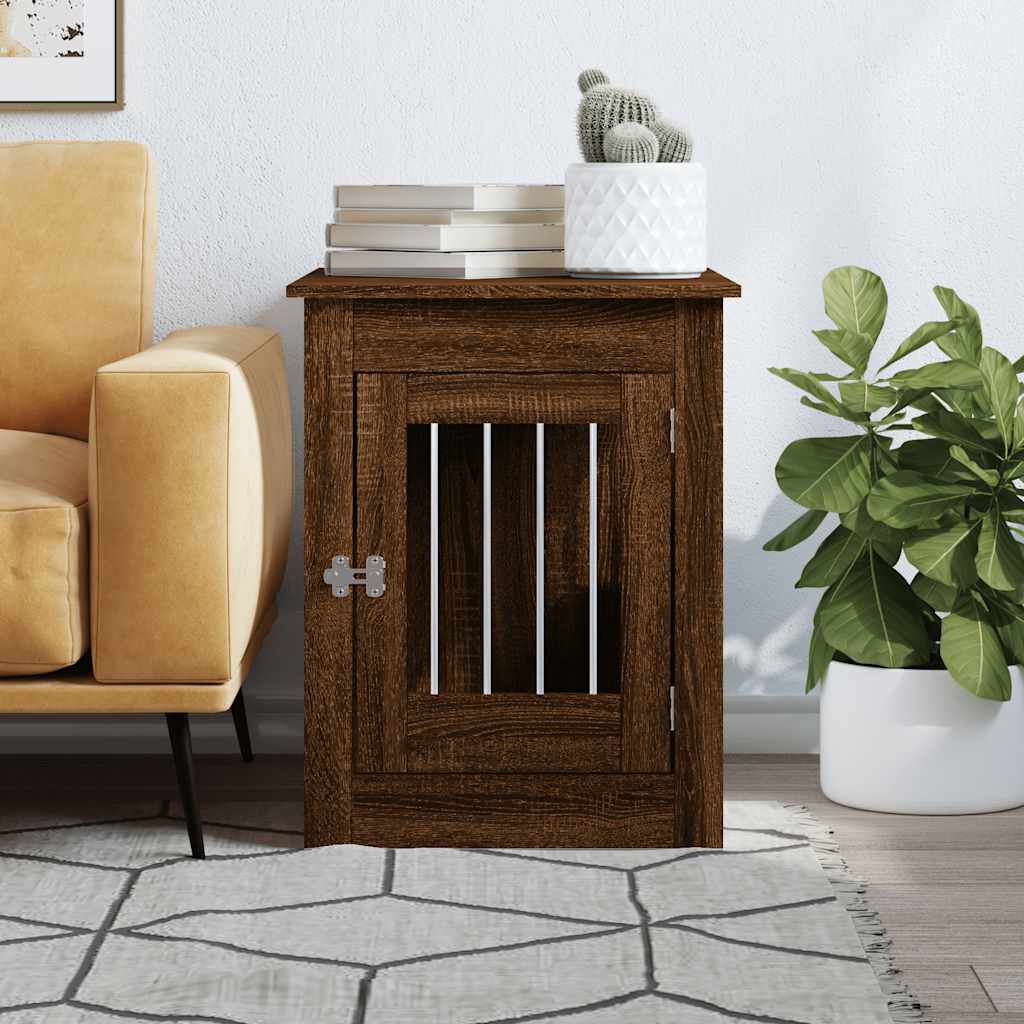 vidaXL Κλουβί Σκύλου Καφέ Δρυς 55x80x68 εκ. από Επεξεργ. Ξύλο