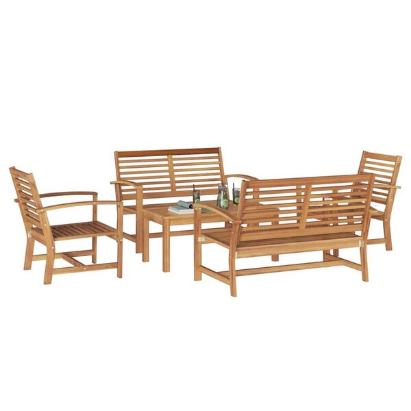 Σετ Καναπέ Κήπου 5 pcs Φυσικό Μασίφ ξύλο teak