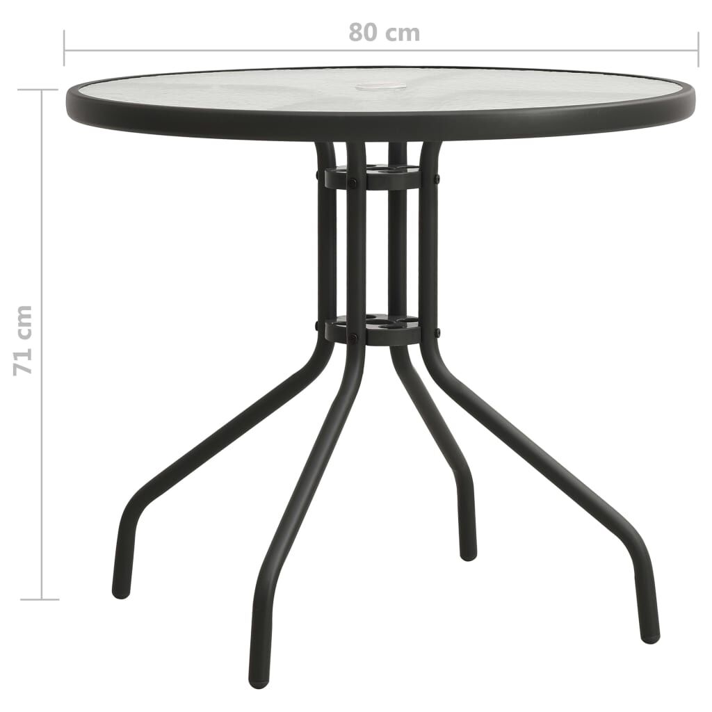 vidaXL Τραπέζι Bistro Ανθρακί Ø80 x 71 εκ. Ατσάλινο