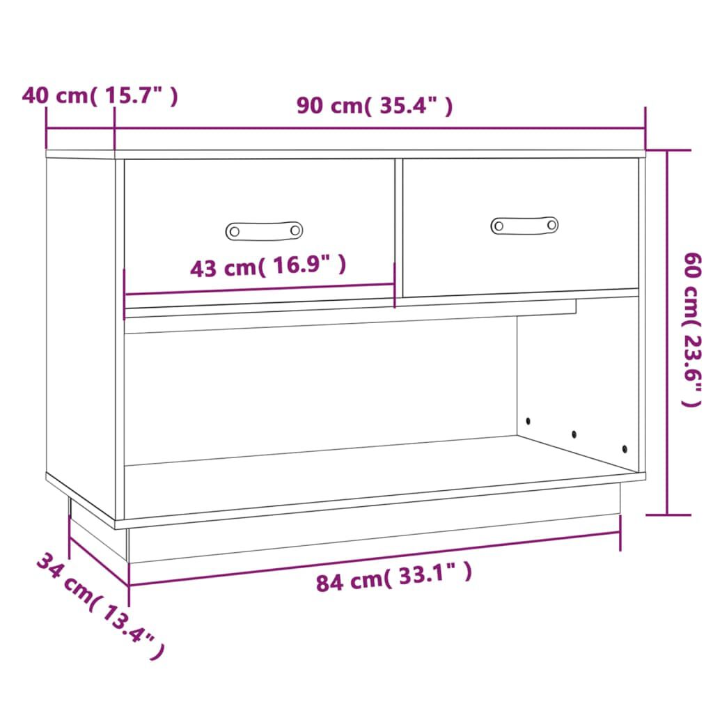 vidaXL Έπιπλο Τηλεόρασης Γκρι 90x40x60 εκ. από Μασίφ Ξύλο Πεύκου