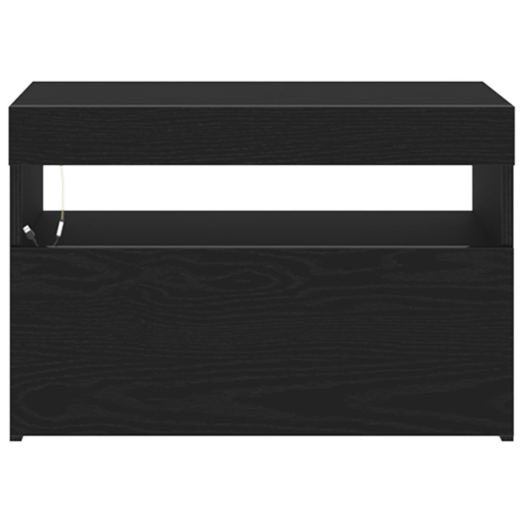 vidaXL Ντουλάπα τηλεόρασης με LED Φωτισμό σε Μαύρο Δρυ 60x35x40 εκ. Κατασκευασμένη από επεξεργασμένο ξύλο