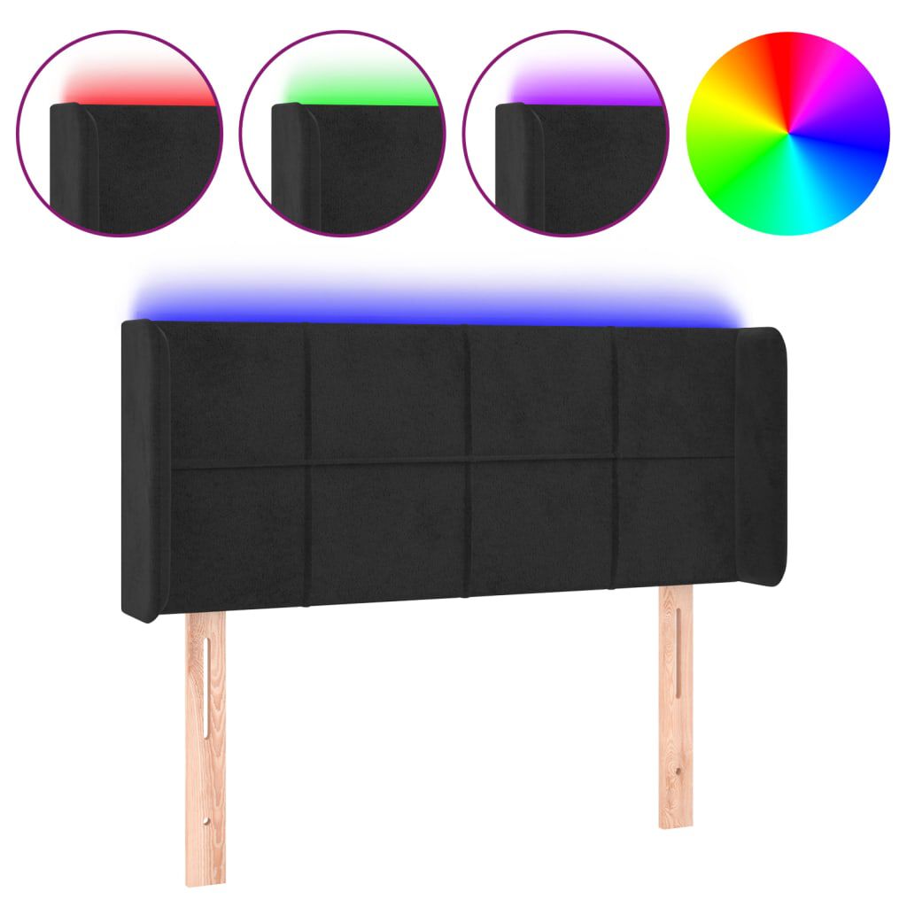 vidaXL Κεφαλάρι Κρεβατιού LED Μαύρο 103x16x78/88 εκ. Βελούδινο