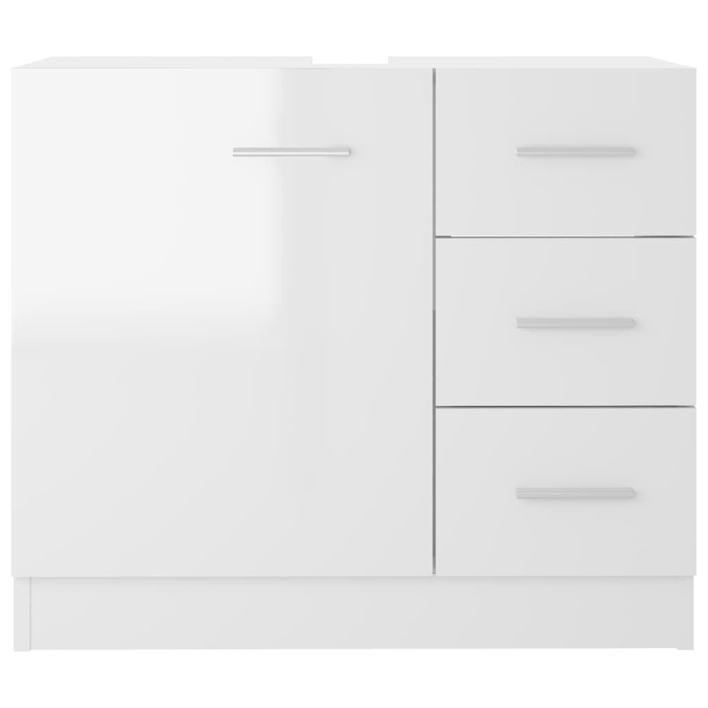 vidaXL Ντουλάπι Νιπτήρα Γυαλιστερό Λευκό 63x30x54 εκ. Επεξ. Ξύλο