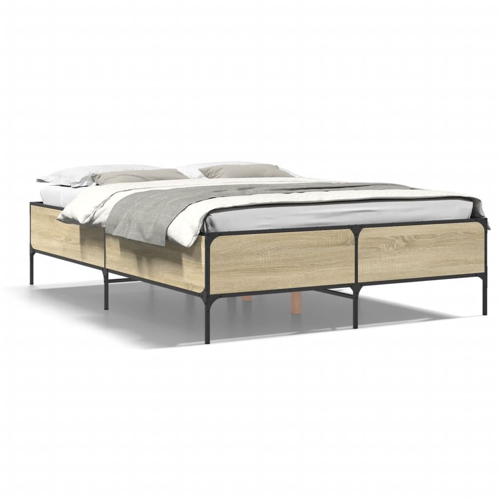 vidaXL Πλαίσιο Κρεβατιού Sonoma Δρυς 120x200 εκ. Επεξ. Ξύλο & Μέταλλο
