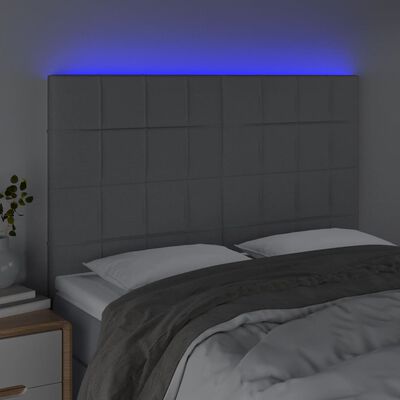 vidaXL Κεφαλάρι Κρεβατιού LED Ανοιχτό Γκρι 144x5x118/128 εκ.