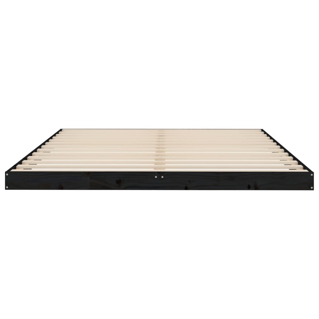 vidaXL Σκελετός Κρεβατιού Μαύρος 150x200εκ Μασίφ Ξύλο Πεύκου King Size