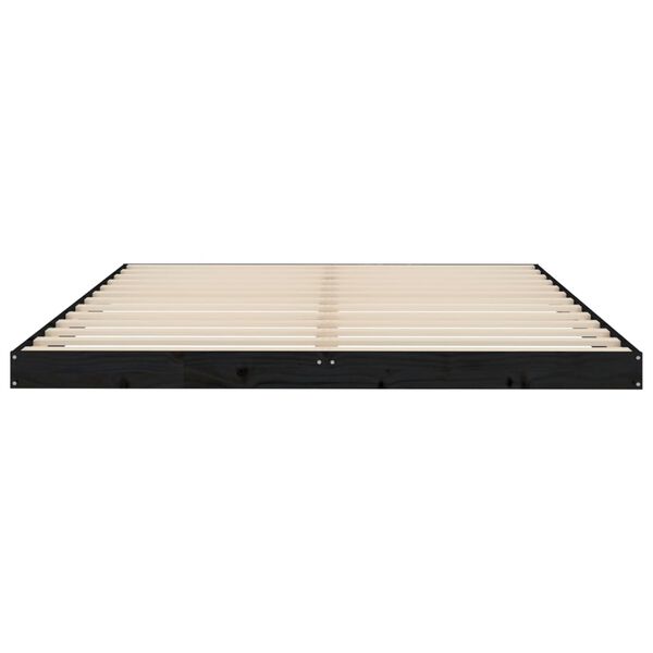 vidaXL Σκελετός Κρεβατιού Μαύρος 150x200εκ Μασίφ Ξύλο Πεύκου King Size