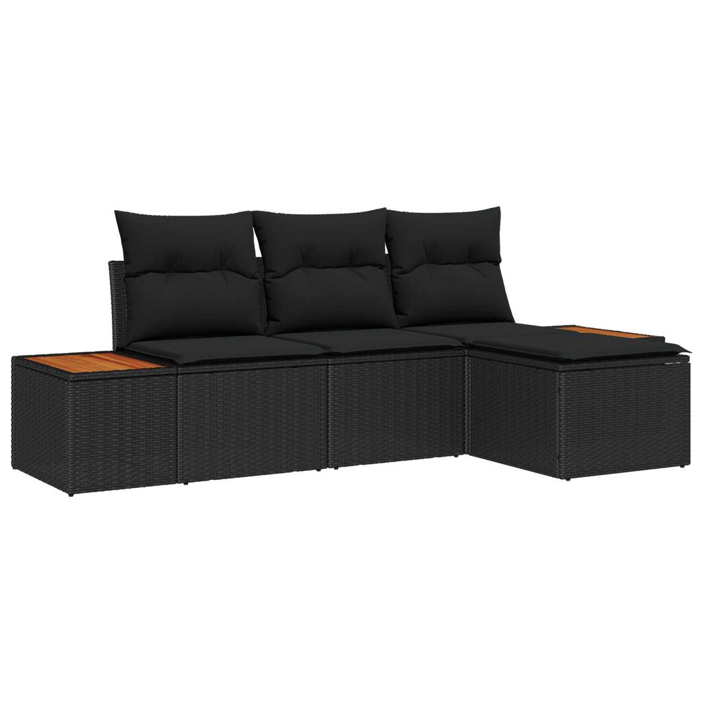 vidaXL με μαξιλάρι Ρυθμιζόμενος 4 pcs Μαύρο 239 x 117 x 37 εκ