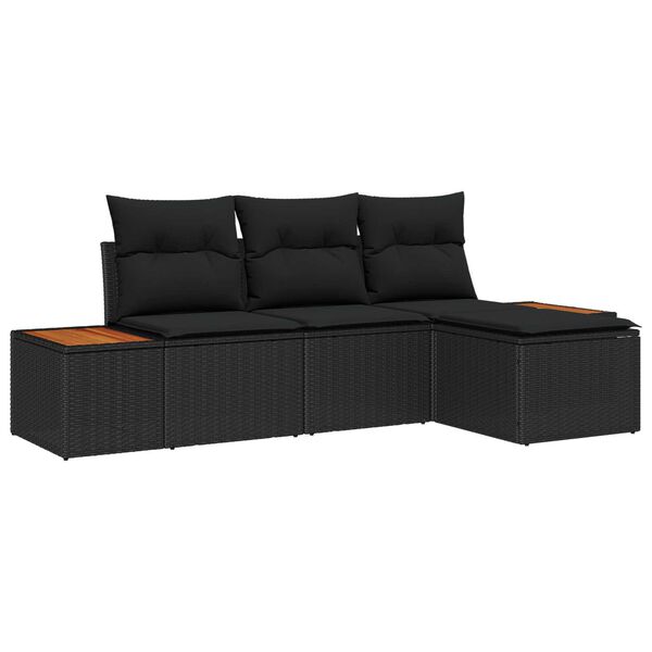 vidaXL με μαξιλάρι Ρυθμιζόμενος 4 pcs Μαύρο 239 x 117 x 37 εκ