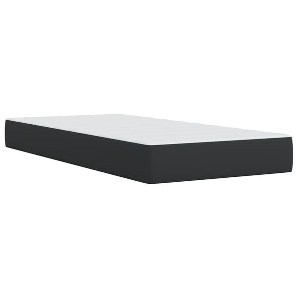 vidaXL Κρεβάτι Boxspring με Στρώμα Μαύρο 90x200εκ. από Συνθετικό Δέρμα