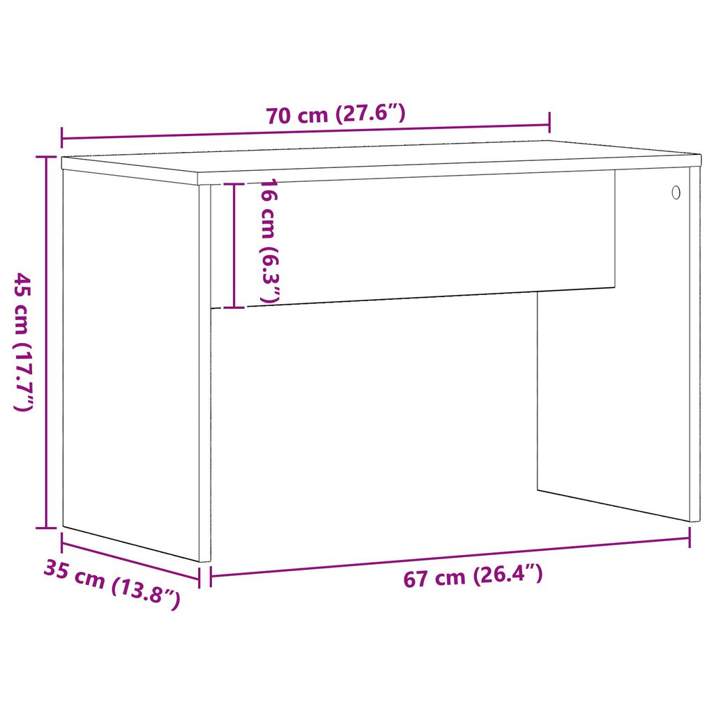 vidaXL Καρέκλα Ντύσιμου Μαύρη Δρυ 70x35x45 cm MDF