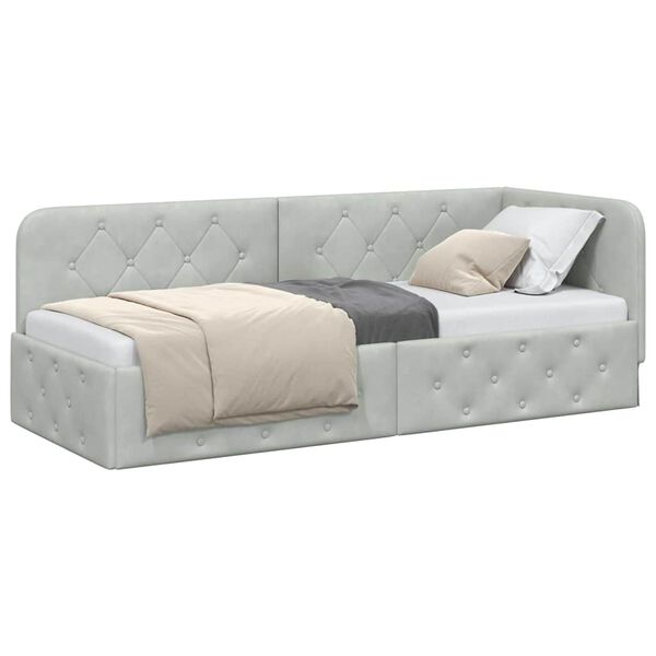 vidaXL Κρεβάτι Γωνίας με κεφαλάρι Ανοιχτό γκρι 80 x 200 cm Βελούδο