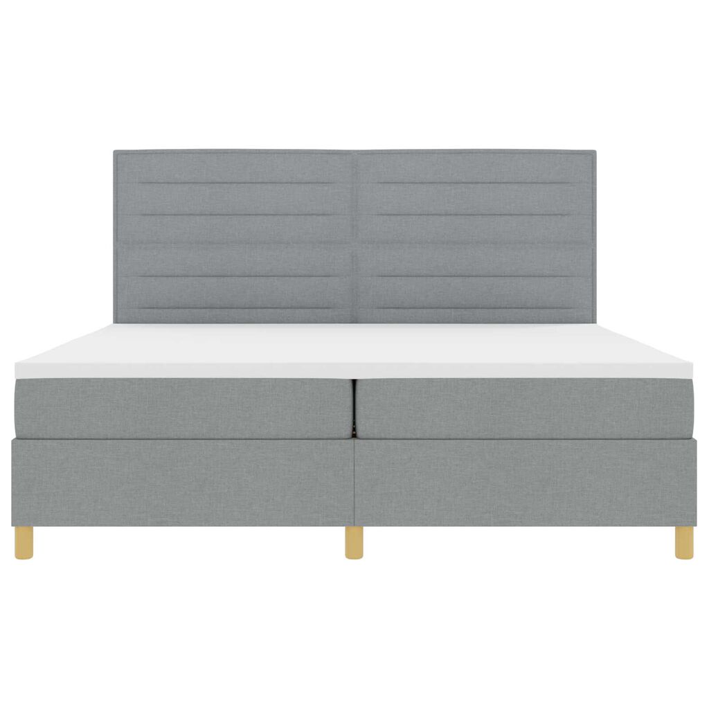 vidaXL Κρεβάτι Box Spring με Στρώμα & LED Φως Γκρι 200x200 εκ Υφασμάτινο