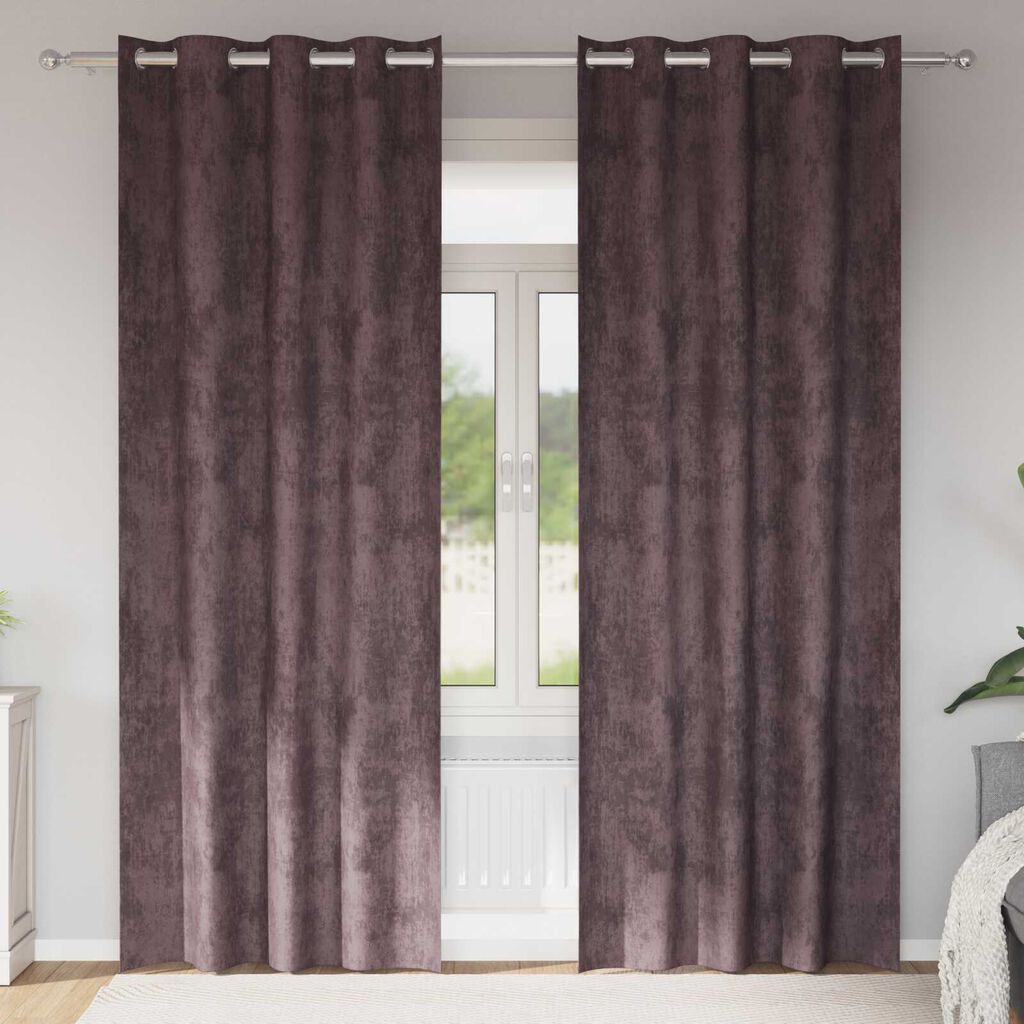 vidaXL Καφέ Κουρτίνες Βελούδο 2 τεμ με Τρύπες 245x140 εκ.
