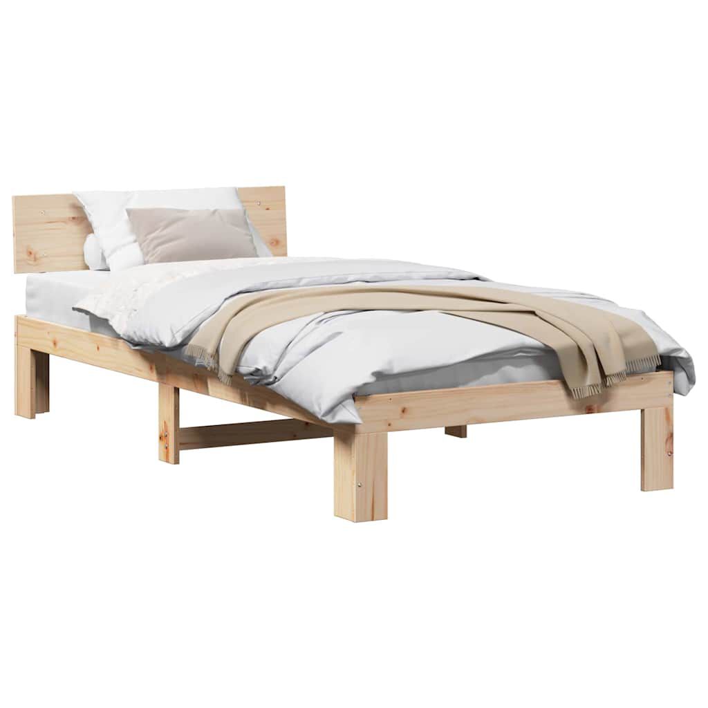 vidaXL Σκελετός Κρεβατιού Καφέ 90 x 190 cm Μασίφ ξύλο πεύκου