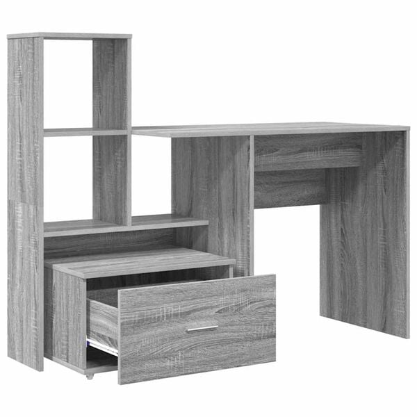 vidaXL Γραφείο Γκρι sonoma 131.5 x 50 x 106.5 εκ. Επεξεργασμένο ξύλο