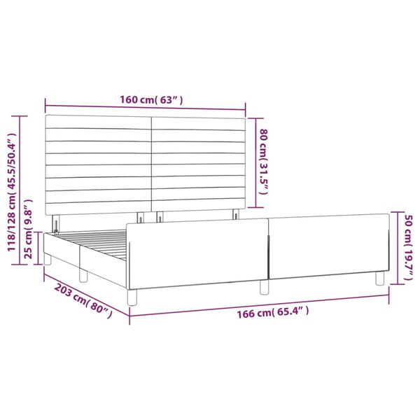 vidaXL Σκελετός Κρεβατιού Χωρίς Στρώμα Μπλε 160x200 εκ.Υφασμάτινο
