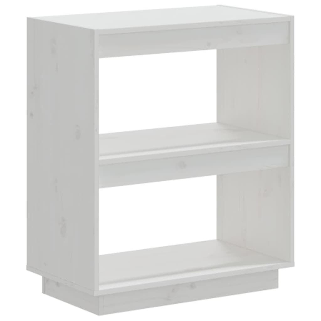 vidaXL Βιβλιοθήκη Λευκή 60 x 35 x 71 εκ. από Μασίφ Ξύλο Πεύκου