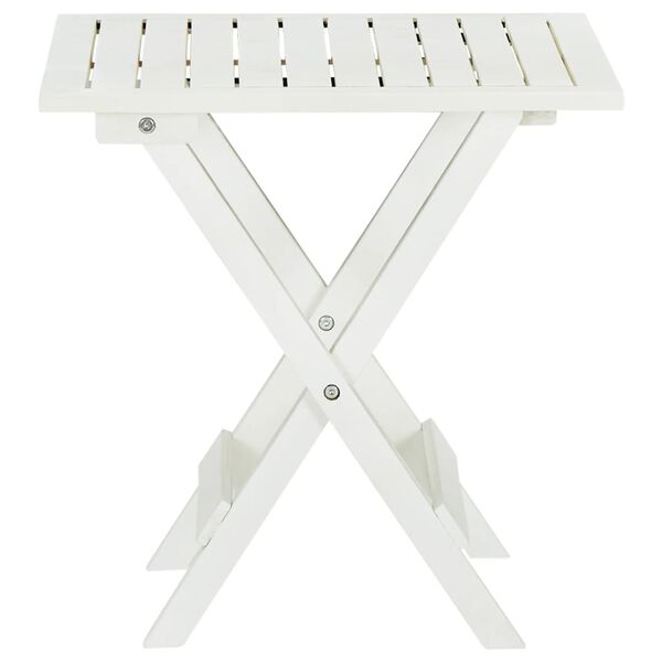 vidaXL Τραπέζι Bistro Λευκό 46 x 46 x 47 εκ. από Μασίφ Ξύλο Ακακίας
