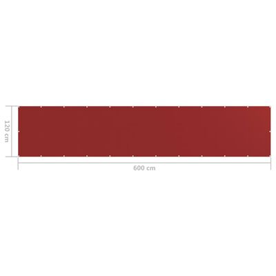 vidaXL Διαχωριστικό Βεράντας Κόκκινο 120 x 600 εκ. από HDPE