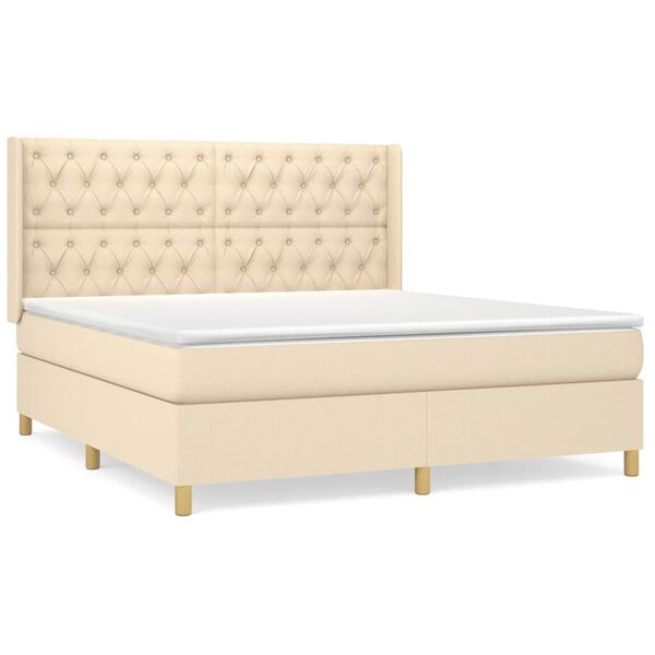 vidaXL &Kappa;&rho;&epsilon;&beta;ά&tau;&iota; Boxspring &mu;&epsilon; &Sigma;&tau;&rho;ώ&mu;&alpha; &Kappa;&rho;&epsilon;&mu; 160x200 &epsilon;&kappa;. &Upsilon;&phi;&alpha;&sigma;&mu;ά&tau;&iota;&nu;&omicron;