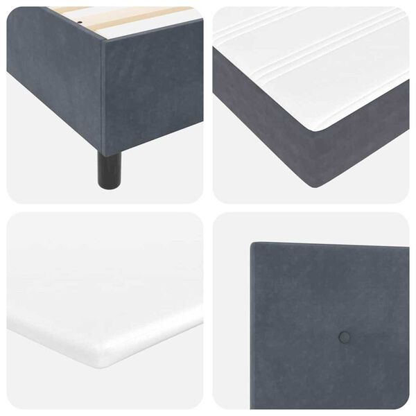 vidaXL Κρεβάτι Box Spring LED με Στρώμα Σκούρο γκρι 90 x 200 cm