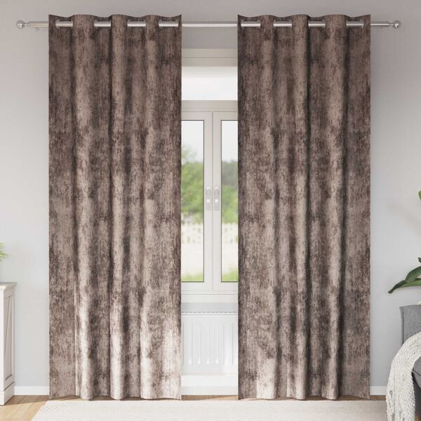 vidaXL Κουρτίνα με κουρτίνες 2 pcs Καπουτσίνο 225 x 140 εκ. Βελούδο