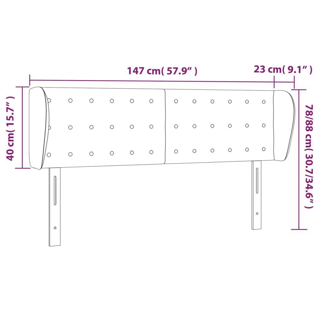 vidaXL Κεφαλάρι με Πτερύγια Μαύρο 147 x 23 x 78/88 εκ. Συνθετικό Δέρμα