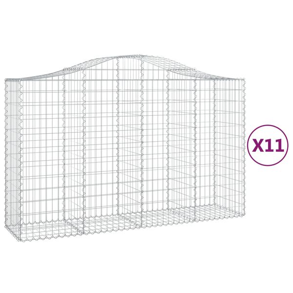 vidaXL Συρματοκιβώτια Τοξωτά 11 τεμ. 200x50x120/140 εκ. Γαλβαν. Ατσάλι