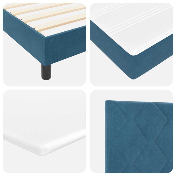 vidaXL Κρεβάτι Box Spring με Στρώμα Σκούρο Μπλε 90x190 εκ. Βελούδο