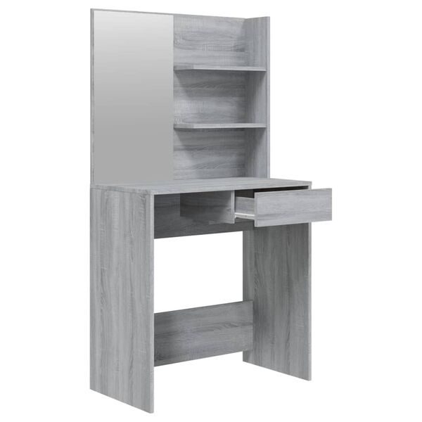 vidaXL Μπουντουάρ με Καθρέφτη Γκρι Sonoma 74,5x40x141 εκ.