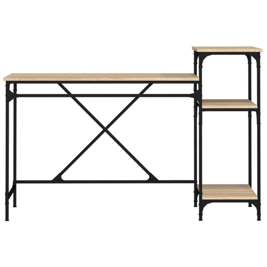 vidaXL Γραφείο με Ράφια Sonoma Δρυς 135x50x90 εκ. Επεξ. Ξύλο/Σίδηρος