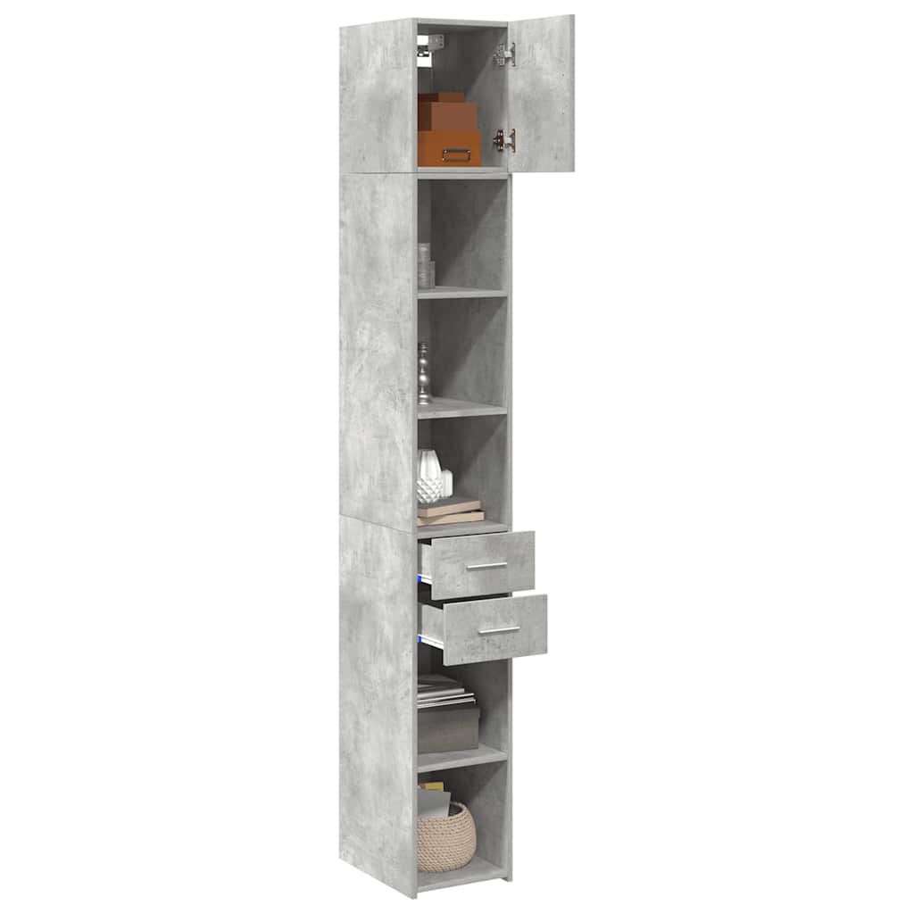 vidaXL Ντουλάπι Αποθήκευσης Στενό Γκρι 30x42,5x225 εκ. Επεξεργ. Ξύλο
