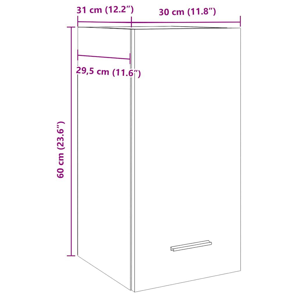 vidaXL Ντουλάπι Κρεμαστό Lyon Γκρι Σκυροδέματος 30x31x60 εκ. Επεξ.Ξύλο