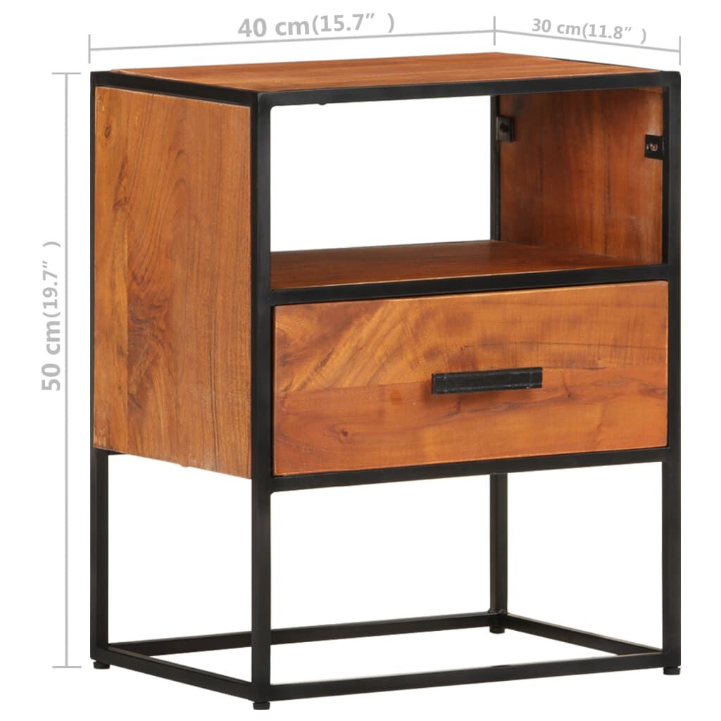 vidaXL Κομοδίνο 40 x 30 x 50 εκ. από Μασίφ Ξύλο Ακακίας