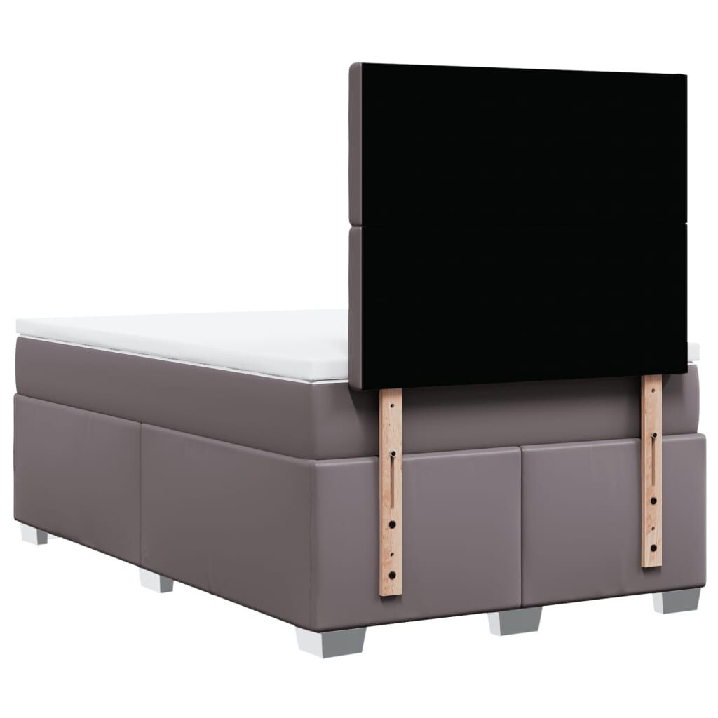 vidaXL Κρεβάτι Boxspring με Στρώμα Γκρι 120x190εκ. από Συνθετικό Δέρμα