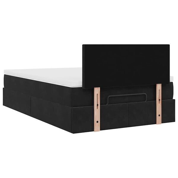 vidaXL Οθωμανικό κρεβάτι με στρώμα Μαύρο 120x200cm Velvet