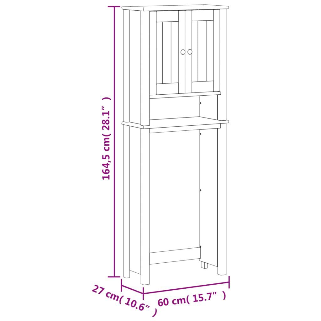 vidaXL Ντουλάπι Τουαλέτας BERG Λευκό 60 x 27 x 164,5 εκ. Μασίφ Ξύλο