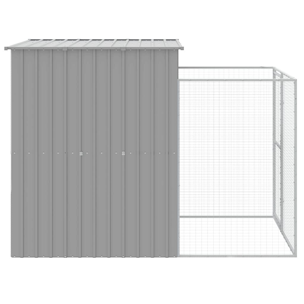 vidaXL Σπιτάκι Σκύλου με Αυλή Αν. Γκρι 165x251x181 εκ Γαλβαν. Χάλυβας