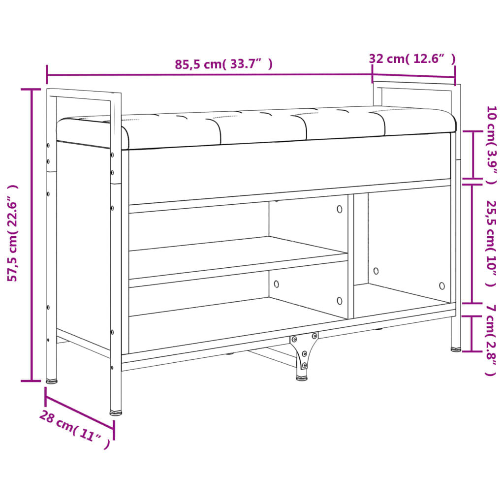 vidaXL Παπουτσοθήκη Γκρι Sonoma 85,5x32x57,5εκ. από Επεξεργασμένο Ξύλο