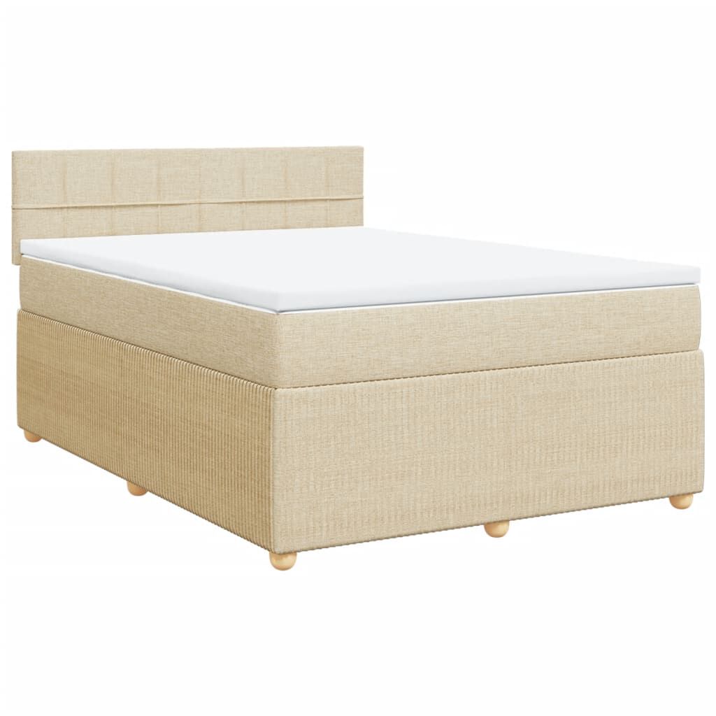 vidaXL Κρεβάτι Boxspring με Στρώμα Κρεμ 140x200 εκ. Υφασμάτινο