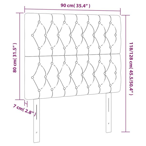 vidaXL Κεφαλάρια Κρεβατιού 2 τεμ. Σκ. Γκρι 90x7x78/88 εκ. Βελούδινο