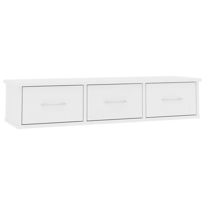 vidaXL Ράφι Τοίχου με Συρτάρια Λευκό 88 x 26 x 18,5 εκ. Μοριοσανίδα