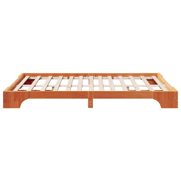 vidaXL Κρεβάτι Καφέ κερωμένο Μασίφ ξύλο 150 x 200 εκ Ανθεκτικό Κρεβάτι
