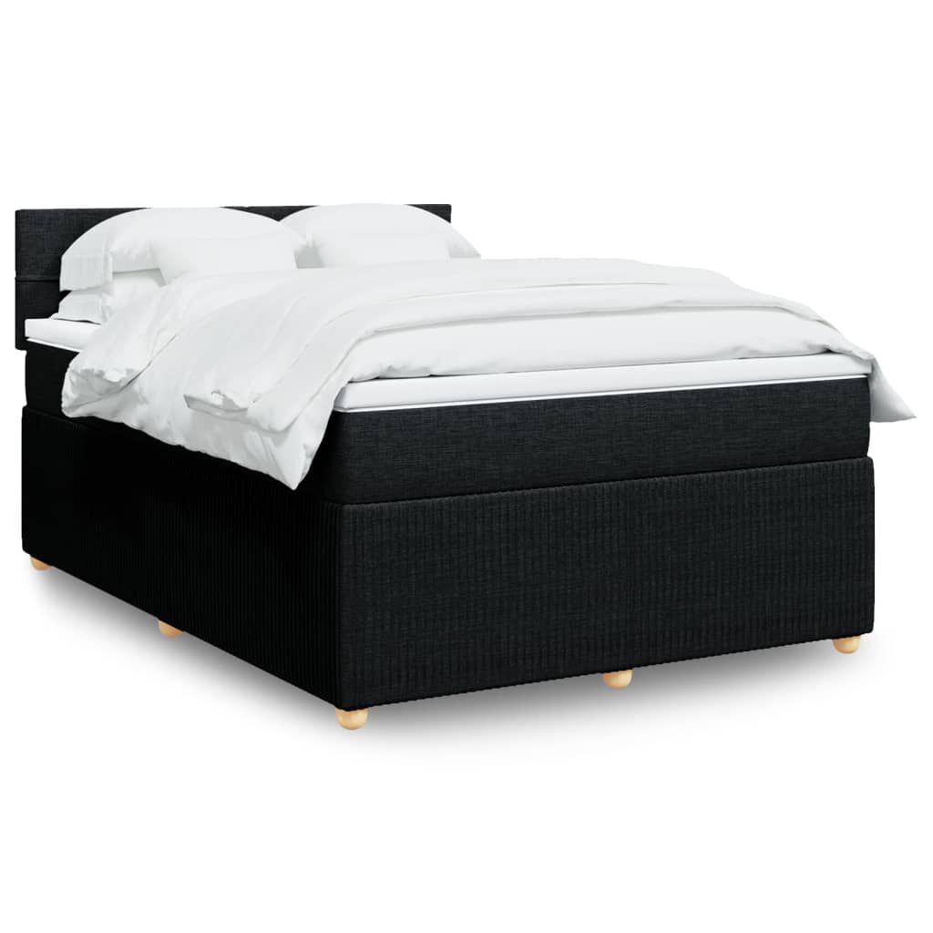 vidaXL Κρεβάτι Boxspring με Στρώμα Μαύρο 140x190 εκ. Υφασμάτινο