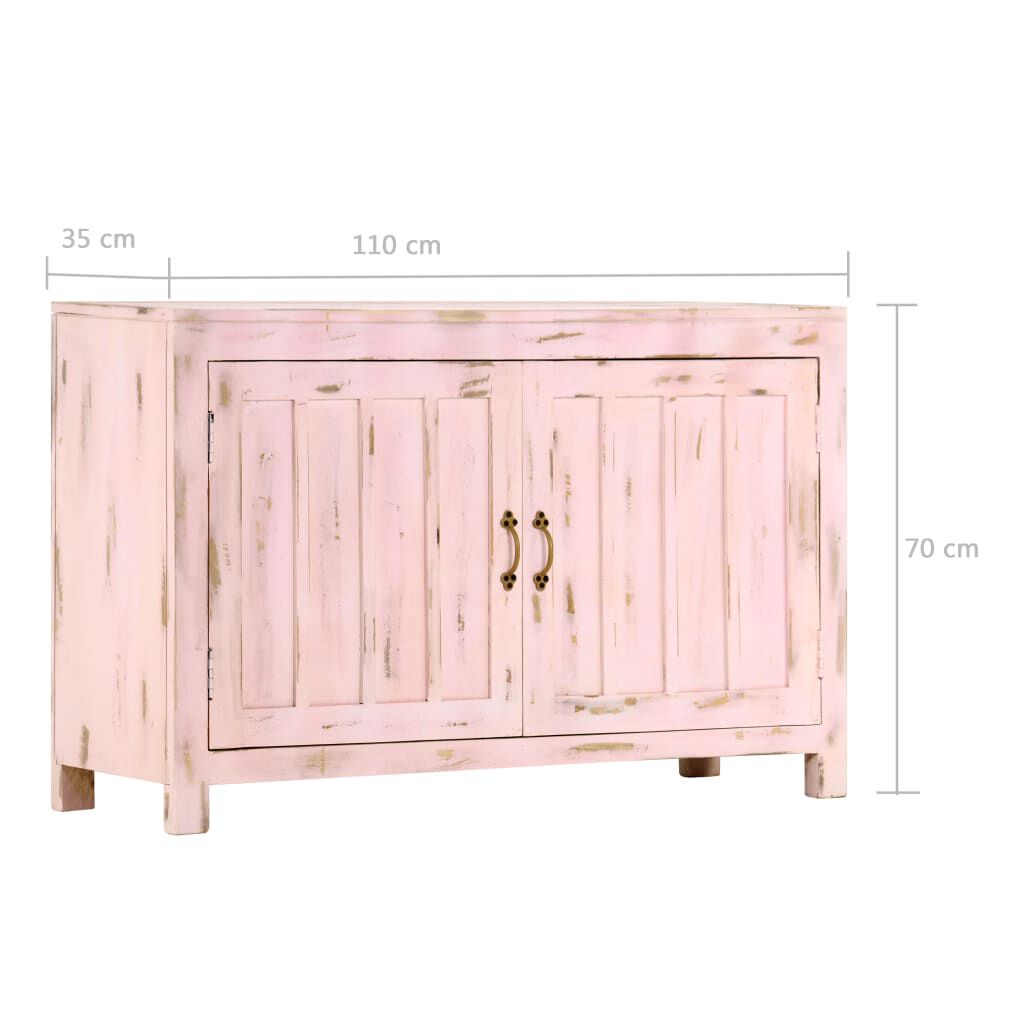 vidaXL Ντουλάπι Ανοιχτό Ροζ 110 x 35 x 70 εκ. από Μασίφ Ξύλο Μάνγκο