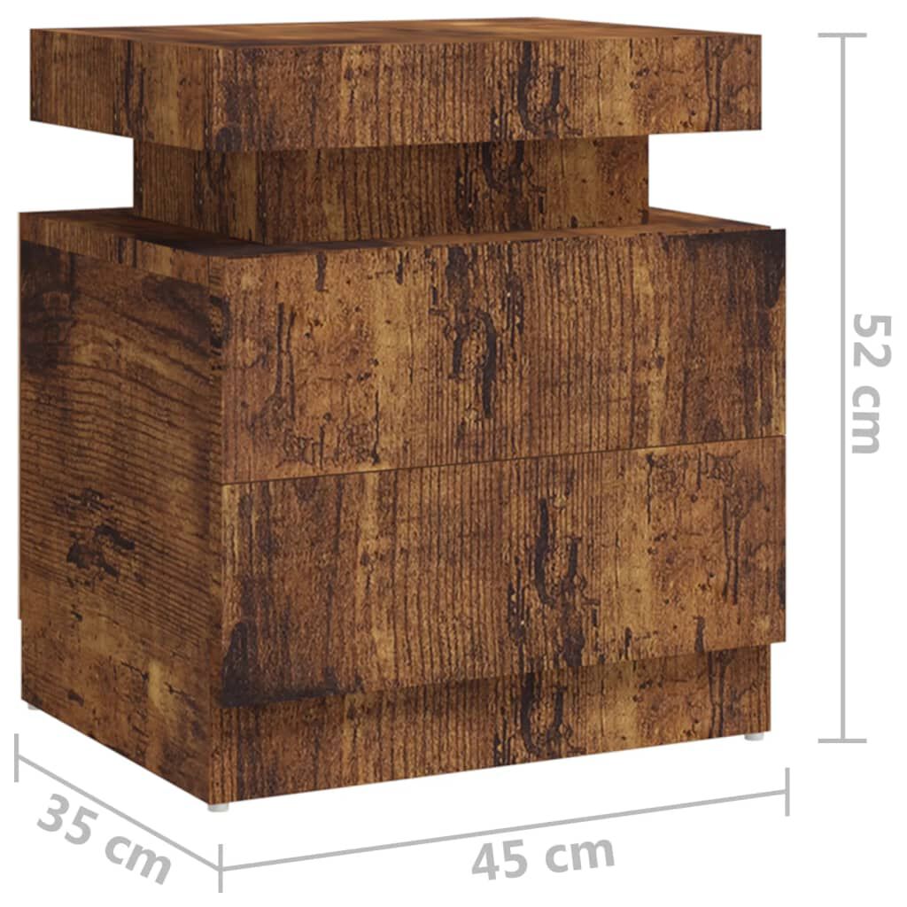 vidaXL Κομοδίνο Καπνιστή Δρυς 45 x 35 x 52 εκ. από Επεξεργασμένο Ξύλο