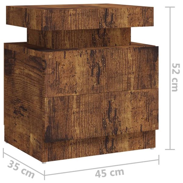 vidaXL Κομοδίνο Καπνιστή Δρυς 45 x 35 x 52 εκ. από Επεξεργασμένο Ξύλο