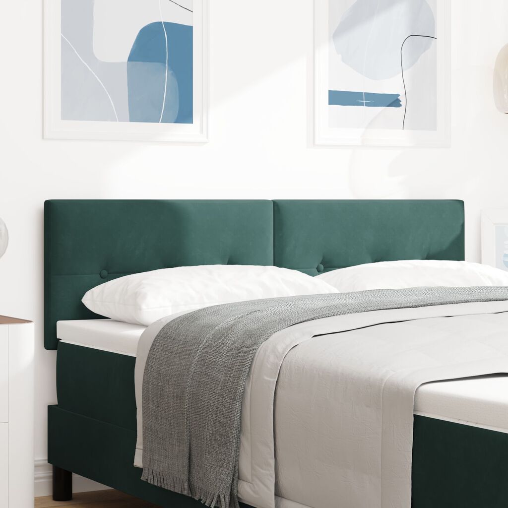 vidaXL LED Κεφαλόग्रीφη με κουμπιά, Σκούρο Πράσινο 80 εκ. Βελούδο