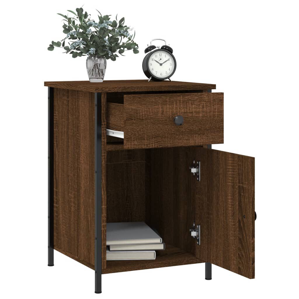 vidaXL Κομοδίνα 2 τεμ. Καφέ Δρυ 40x42x60 εκ. από Επεξεργ. Ξύλο